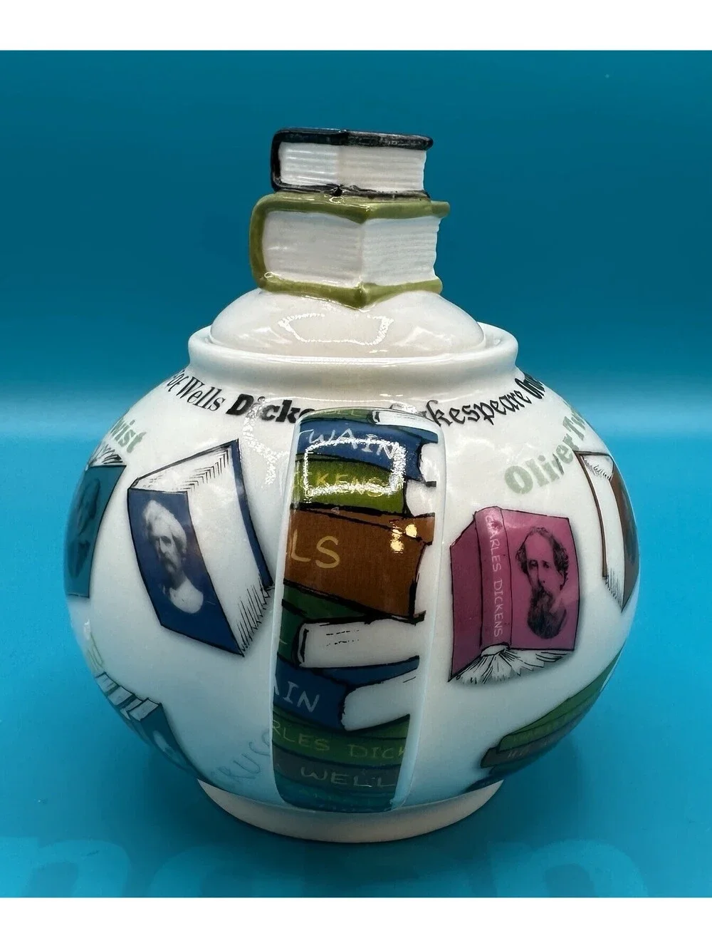 Paul Cardew Novel-Tea Book Teapot Oliver Twist Tom Sawyer Literary Ceramic 18 oz